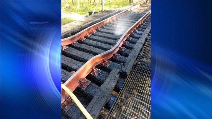 Fire engulfs Union Pacific railroad bridge